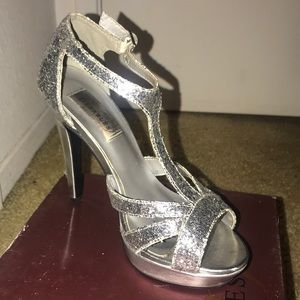 Silver Sequin Heels